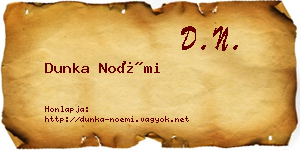 Dunka Noémi névjegykártya
